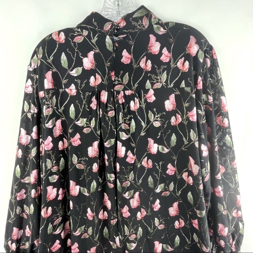 NWT Maree Pour Toi Floral Foil Print Long Sleeve Trapeze Dress Black Size 16 - Picture 9 of 12